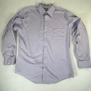 Van Heusen Mens Fitted Dress Shirt Purple Pinpoint Oxford Wrinkle Free16.5 34/35